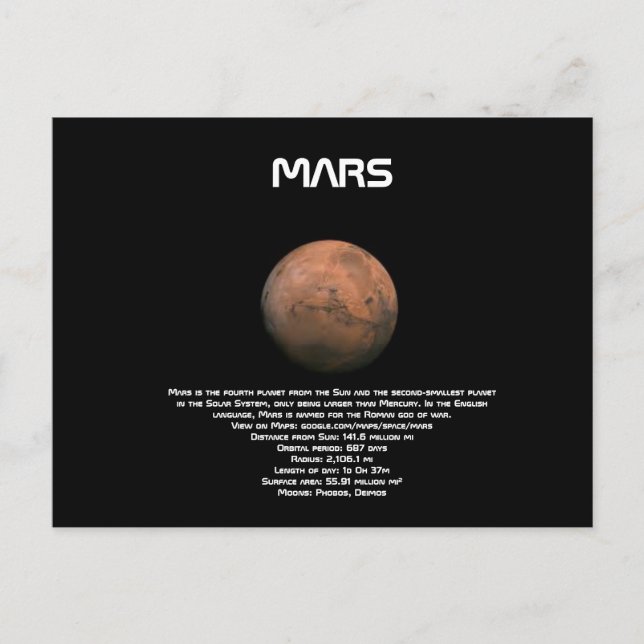 Mars Postkarte (Vorderseite)
