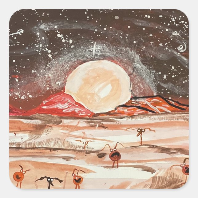 MARS QUADRATISCHER AUFKLEBER (Vorderseite)