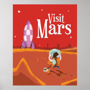 Mars Reise Vintage-Reiseposter Poster