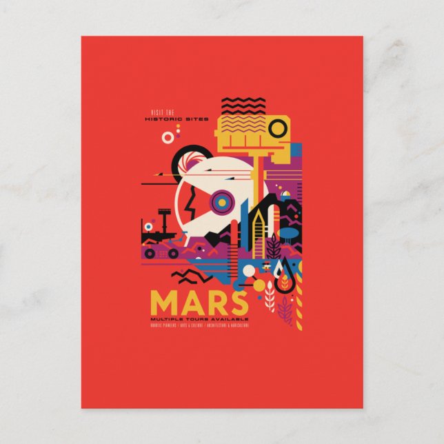 Mars Reiseplakat, Tourist, Planet, Astronomie Postkarte (Vorderseite)