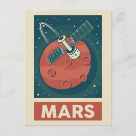 Mars Retro Galaxy Satellite Postkarte