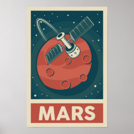 Mars Retro Galaxy Satellitenposter Poster