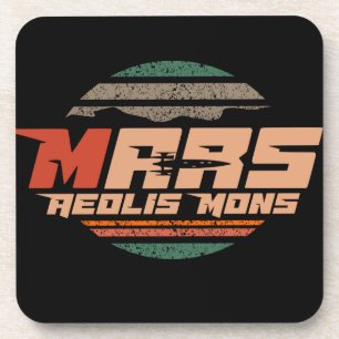 Mars Roter Planet Aeolis Mons Mount Sharp vintage Getränkeuntersetzer
