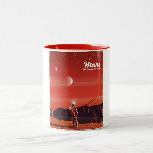 Mars Science-Fiction-Vintage-Reiseposter Zweifarbige Tasse