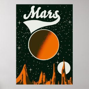 Mars-Vintage-Weltraumkunst Poster