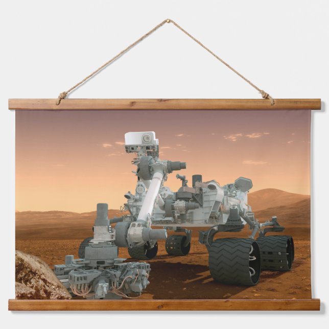 Mars Wissenschaftslabor Neugier Rover. 4 Wandteppich Mit Holzrahmen (Vorne)