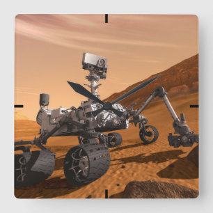 Mars Wissenschaftslabor Neugier Rover. Quadratische Wanduhr