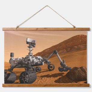 Mars Wissenschaftslabor Neugier Rover. Wandteppich Mit Holzrahmen