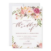 Marsala and Gold Boho Garden Wedding Einladung
