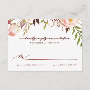 Marsala and Gold Boho Garden Wedding Repair Card RSVP Karte