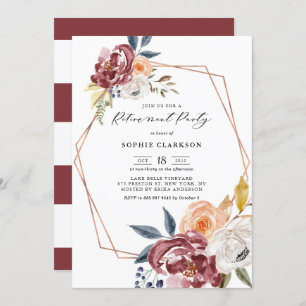 Marsala Autumn Blume Geometric Retirement Party Einladung