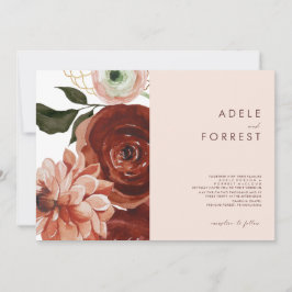 Marsala Autumn Floral | Blush Horizontal Wedding I Einladung