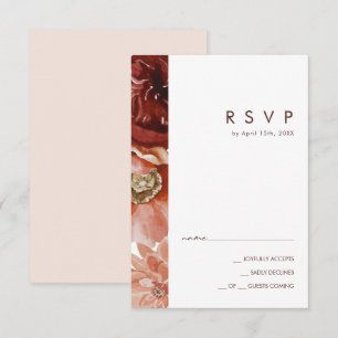 Marsala Autumn Floral Blush RSVP Card Karte