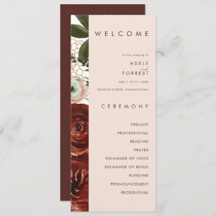 Marsala Autumn Floral   Blush Wedding Program Programm