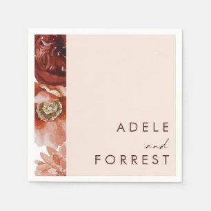 Marsala Autumn Floral   Blush Wedkins Serviette