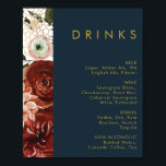 Marsala Autumn Floral | Menü für Hochzeitsgetränke Poster<br><div class="desc">Dieser Marsala-Herbst | Hochzeitsmenü der Marine ist perfekt für Ihren einfachen rustikalen Hochzeitsempfang. Das Design besticht durch moderne bordeauxfarbene und rot-blaue Wasserfarbenfloralen. Es hat ein schönes Gefühl von klassischer Eleganz und bleibe gleichzeitig ziemlich böhmisch. Fühlen Sie sich frei zu personalisieren und zu Ihrem eigenen machen; auch, fühlen Sie sich frei,...</div>