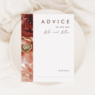 Marsala Autumn Floral Navy Wedding Advice Card Hinweiskarte