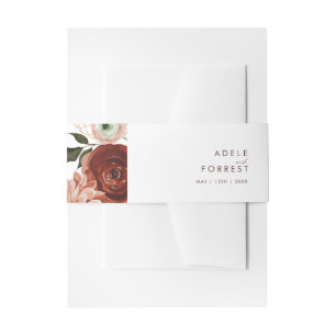Marsala Autumn Floral weiß Einladungsbanderole