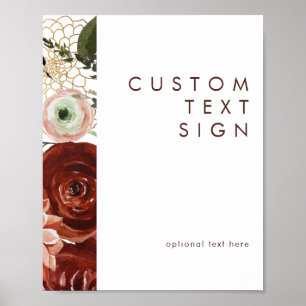 Marsala Autumn Floral   Weiße Karten und Geschenke Poster