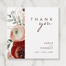 Marsala Autumn Floral | Weißer Dank Geschenkanhänger