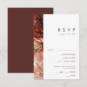 Marsala Autumn Floral White Menü RSVP Card Karte