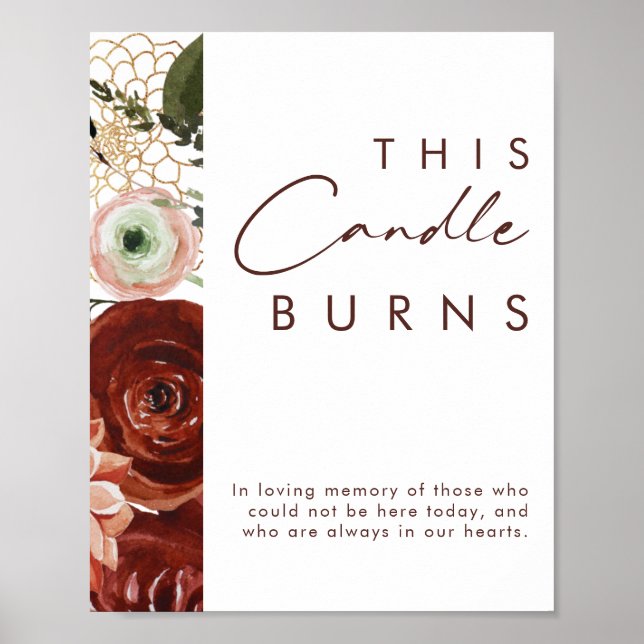 Marsala Autumn Floral | White This Candle Burns Poster (Vorne)