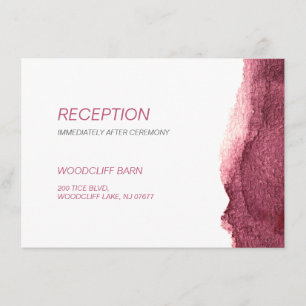 Marsala bemalt Moderner einfacher Hochzeitsempfang Begleitkarte