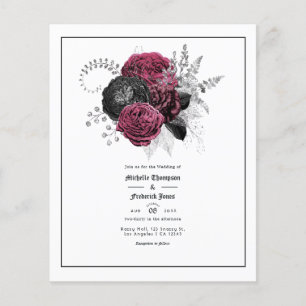 Marsala, Black and Silver Floral Gothic Wedding Flyer