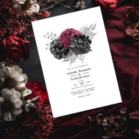 Marsala, Black and Silver Floral Wedding