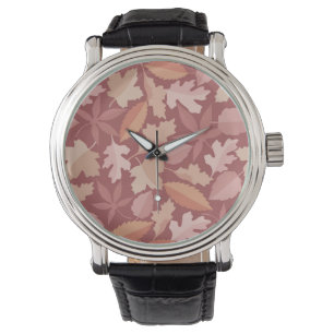 Marsala-Blätter Armbanduhr