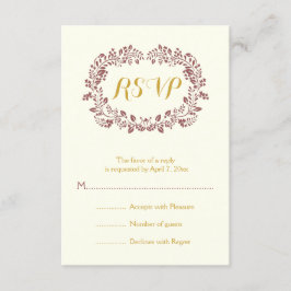 Marsala Blattwerk Rahmen Hochzeit RSVP Karte