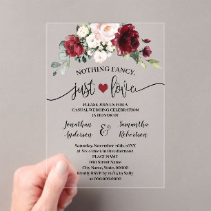 Marsala Blume Nichts Extravagant nur Liebe Elopeme Acryleinladungen