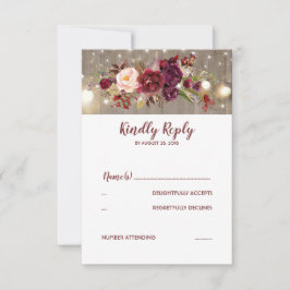 Marsala Blume Rustic Wedding RSVP