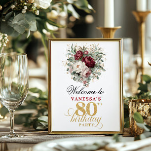 Marsala Blush Burgunder 80. Geburtstagsposter Poster
