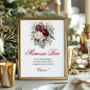 Marsala Blush Burgundy Mimosa Bar Florales Schild