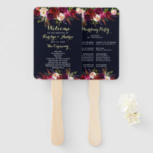 Marsala Boho Floral Wedding Program Fächer