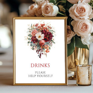Marsala Boho Florale Getränke Eukalyptus Tischplat Poster