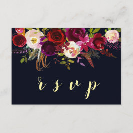 Marsala Boho Hochzeit im Herbst RSVP Card