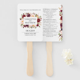 Marsala Bortered Wedding Program Fächer