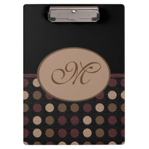 Marsala Braun Schwarz Polka Dot Monogramm Klemmbre Klemmbrett