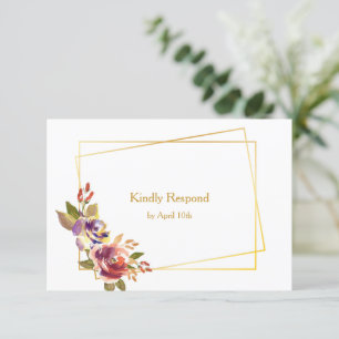 Marsala Bronze Rose Floral Wedding RSVP