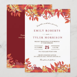 Marsala Brown Burgundy Hochzeit im Herbst Einladung