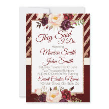 Marsala Burgandy Floral Wedding Ankündigung