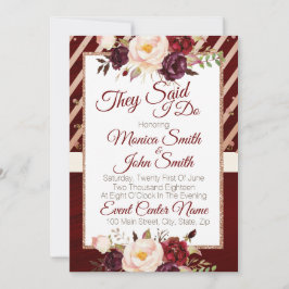 Marsala Burgandy Floral Wedding Ankündigung