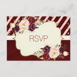 Marsala Burgandy Watercolor Floral RSVP Card