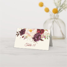 Marsala Burgandy Watercolor Tischnummer Card