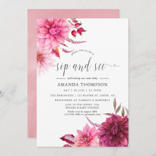 Marsala - Burgund und Blütensip Einladung