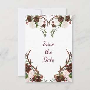 Marsala Burgunder Rot Boho Geweih Foto Save The Date