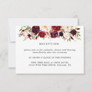 Marsala Burgundy Blume Hochzeitskarte RSVP Karte