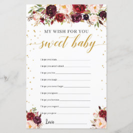 Marsala burgundy Blumengold wünscht für das Baby